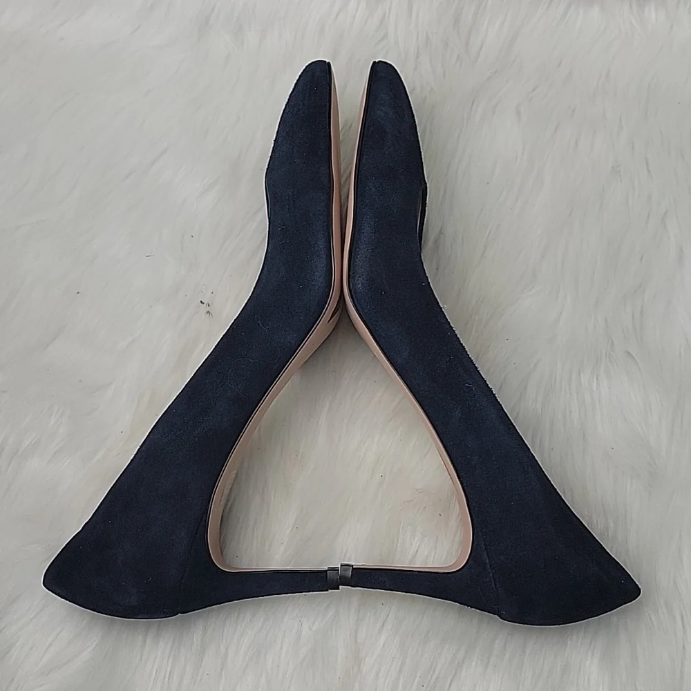 J.CREW Navy Blue Suede d'Orsay Office Party Professional‎ Pointed Toe Heels 8.5